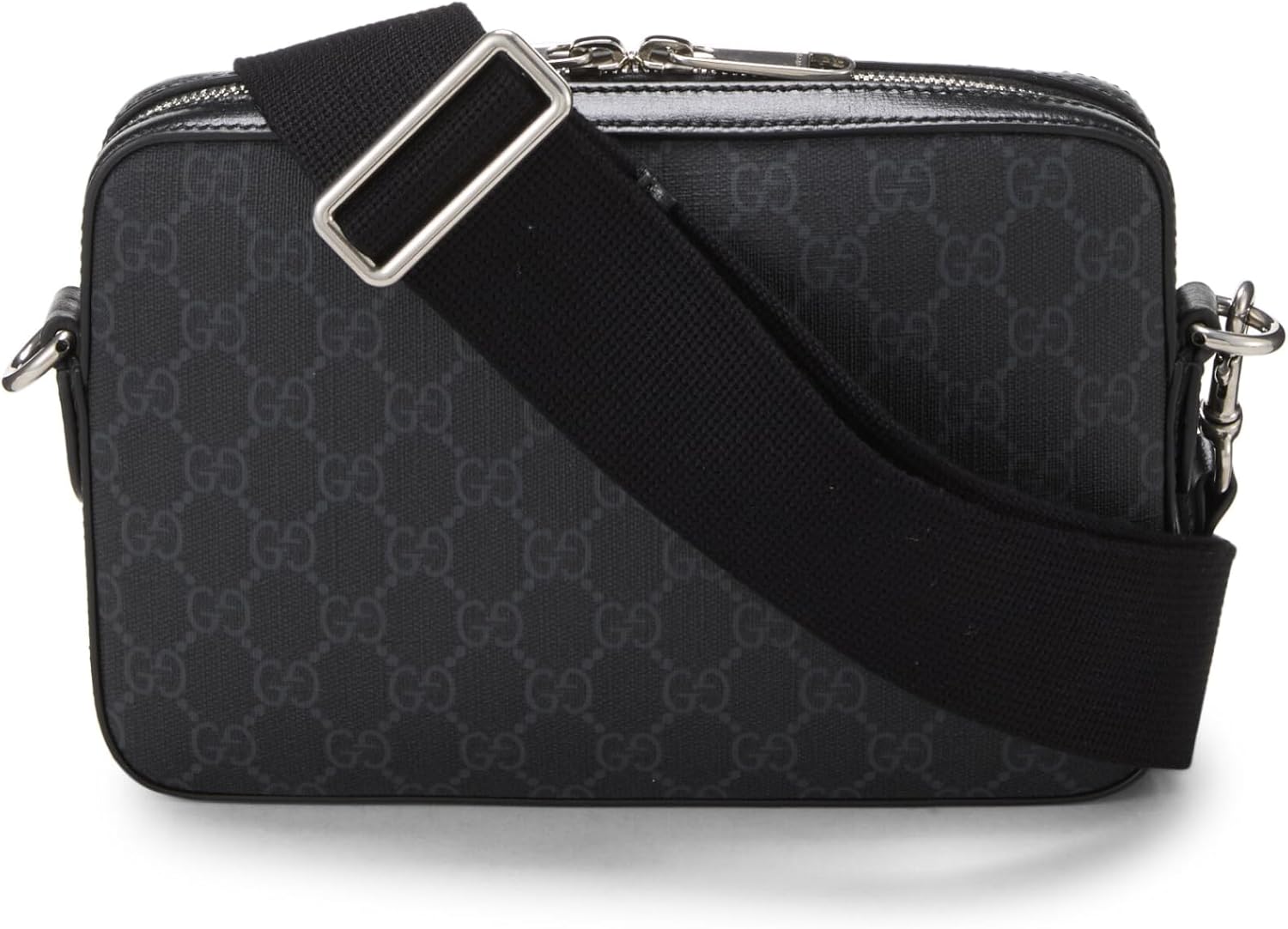 GUCCI PRE-LOVED BLACK GG SUPREME CANVAS INTERLOCKING GG CROSSBODY SMALL, BLACK