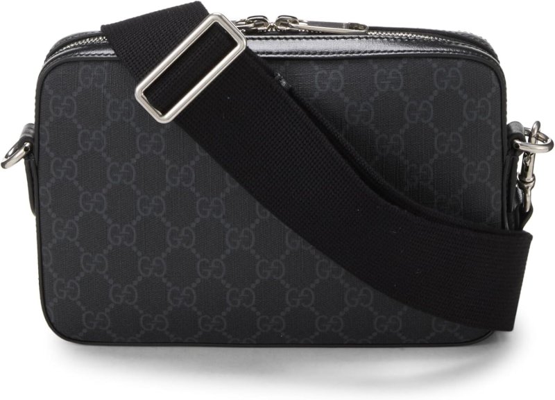 GUCCI PRE-LOVED BLACK GG SUPREME CANVAS INTERLOCKING GG CROSSBODY SMALL, BLACK