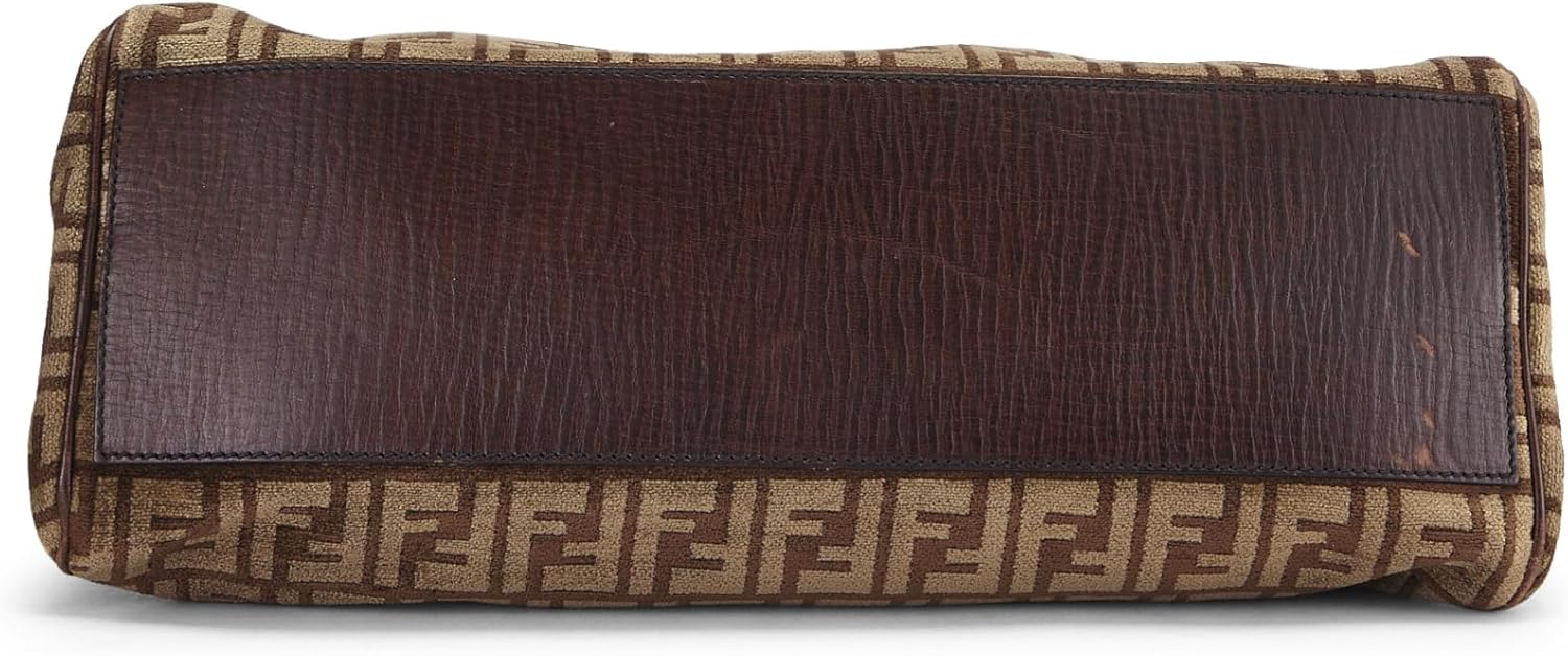 FENDI PRE-LOVED BROWN ZUCCA VELOUR BAG DU JOUR MEDIUM, BROWN