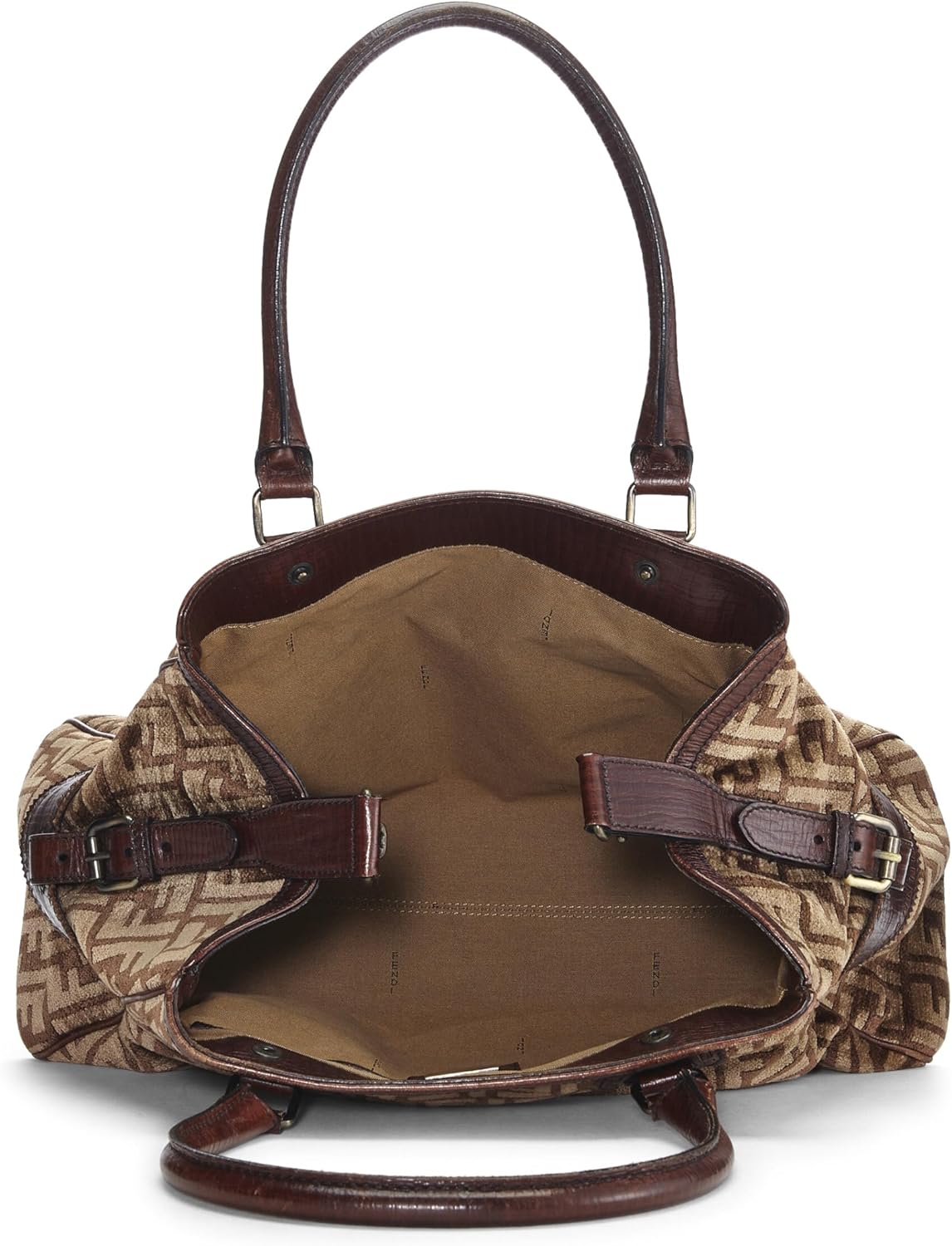 FENDI PRE-LOVED BROWN ZUCCA VELOUR BAG DU JOUR MEDIUM, BROWN