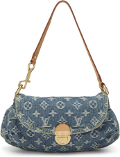 LOUIS VUITTON PRE-LOVED BLUE MONOGRAM DENIM PLEATY MINI, BLUE