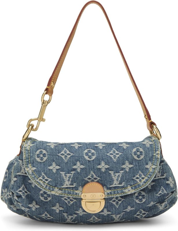 LOUIS VUITTON PRE-LOVED BLUE MONOGRAM DENIM PLEATY MINI, BLUE