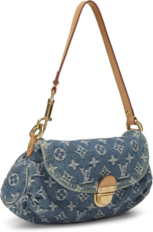 LOUIS VUITTON PRE-LOVED BLUE MONOGRAM DENIM PLEATY MINI, BLUE
