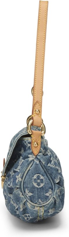 LOUIS VUITTON PRE-LOVED BLUE MONOGRAM DENIM PLEATY MINI, BLUE