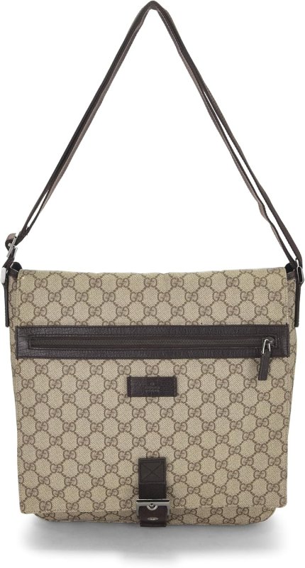 GUCCI PRE-LOVED ORIGINAL GG SUPREME CANVAS MESSENGER BAG, BROWN