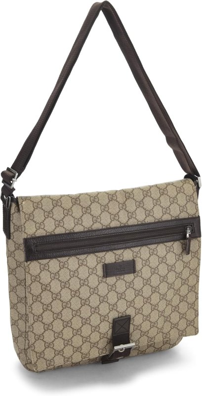 GUCCI PRE-LOVED ORIGINAL GG SUPREME CANVAS MESSENGER BAG, BROWN