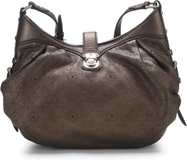 LOUIS VUITTON, PRE-LOVED BRONZE MONOGRAM LEATHER MAHINA EXTRA SMALL, BROWN ROLL OVER IMAGE TO ZOOM IN LOUIS VUITTON PRE-LOVED BRONZE MONOGRAM LEATHER MAHINA EXTRA SMALL, BROWN