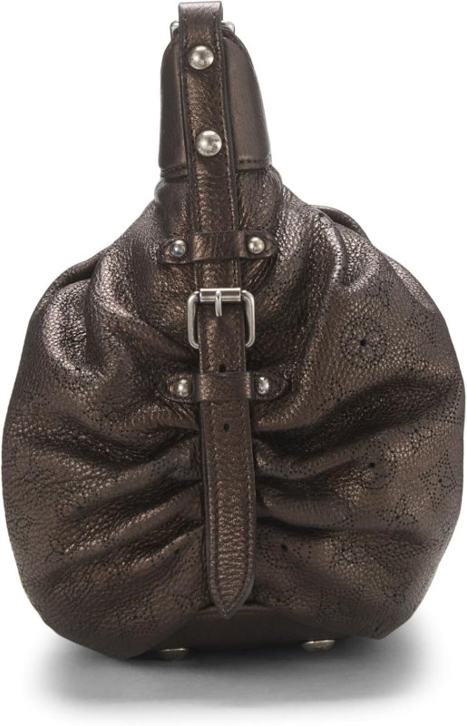 LOUIS VUITTON, PRE-LOVED BRONZE MONOGRAM LEATHER MAHINA EXTRA SMALL, BROWN ROLL OVER IMAGE TO ZOOM IN LOUIS VUITTON PRE-LOVED BRONZE MONOGRAM LEATHER MAHINA EXTRA SMALL, BROWN
