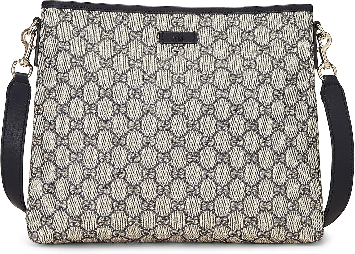 GUCCI PRE-LOVED NAVY ORIGINAL GG SUPREME CANVAS ZIP FLAT MESSENGER, NAVY