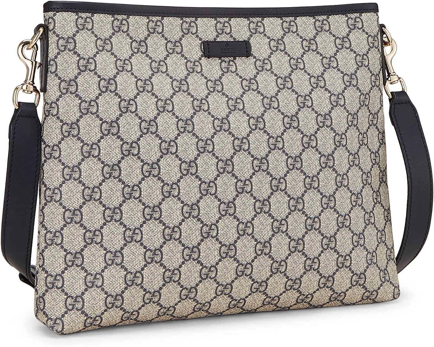 GUCCI PRE-LOVED NAVY ORIGINAL GG SUPREME CANVAS ZIP FLAT MESSENGER, NAVY