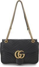 GUCCI PRE-LOVED BLACK LEATHER GG MARMONT SHOULDER BAG, BLACK