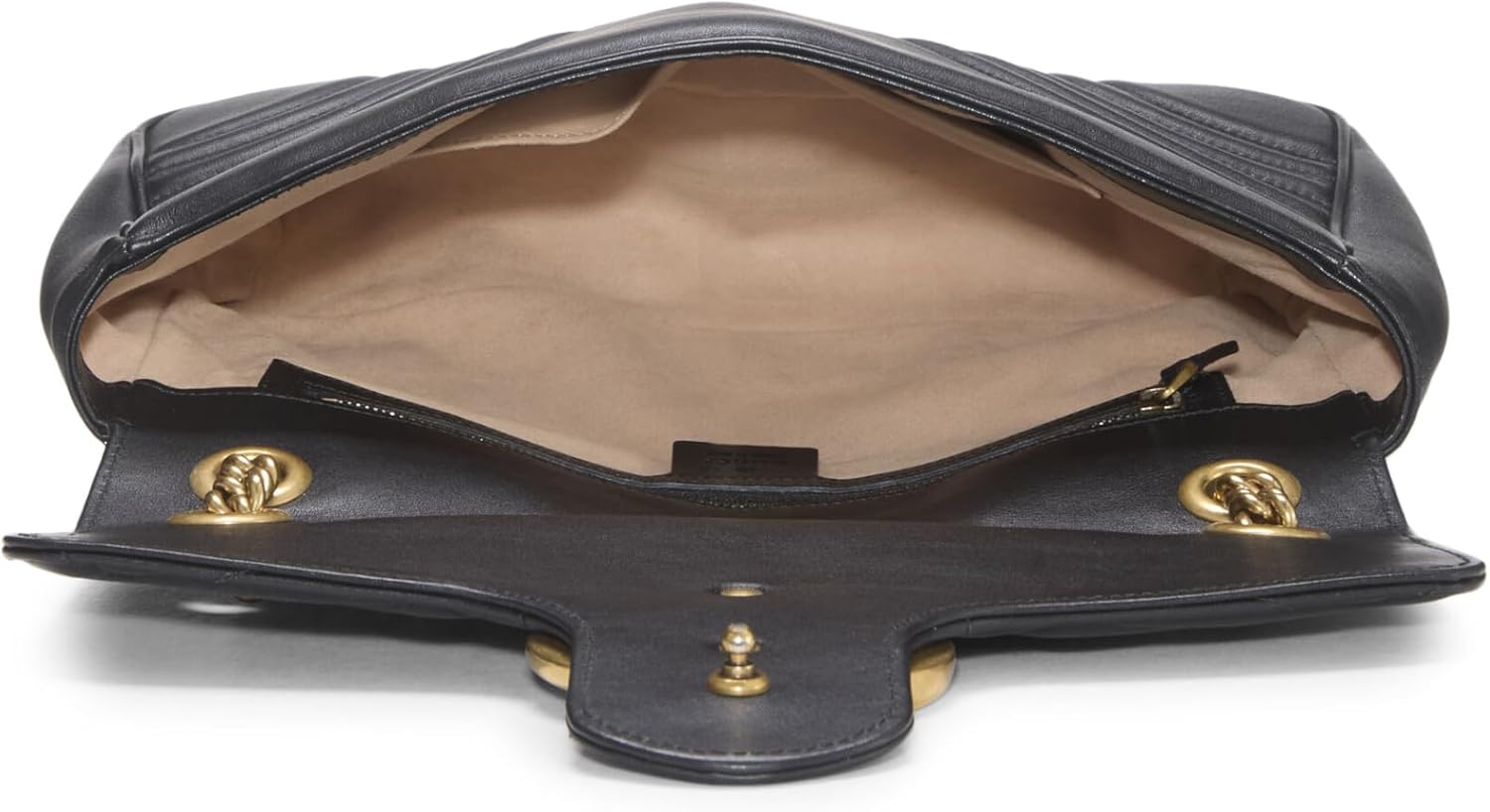 GUCCI PRE-LOVED BLACK LEATHER GG MARMONT SHOULDER BAG, BLACK