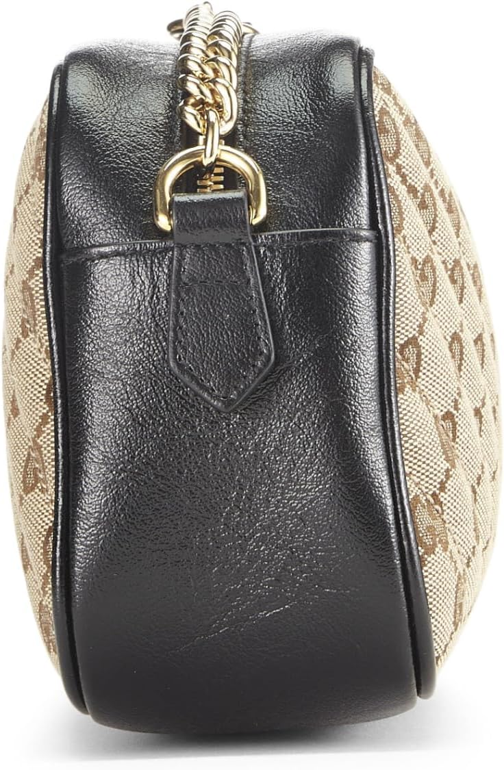 GUCCI PRE-LOVED BLACK ORIGINAL GG CANVAS MARMONT CROSSBODY SMALL, BLACK