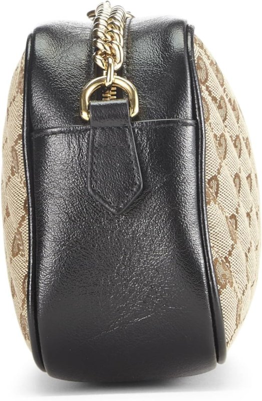 GUCCI PRE-LOVED BLACK ORIGINAL GG CANVAS MARMONT CROSSBODY SMALL, BLACK