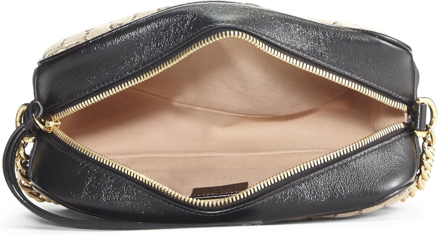 GUCCI PRE-LOVED BLACK ORIGINAL GG CANVAS MARMONT CROSSBODY SMALL, BLACK
