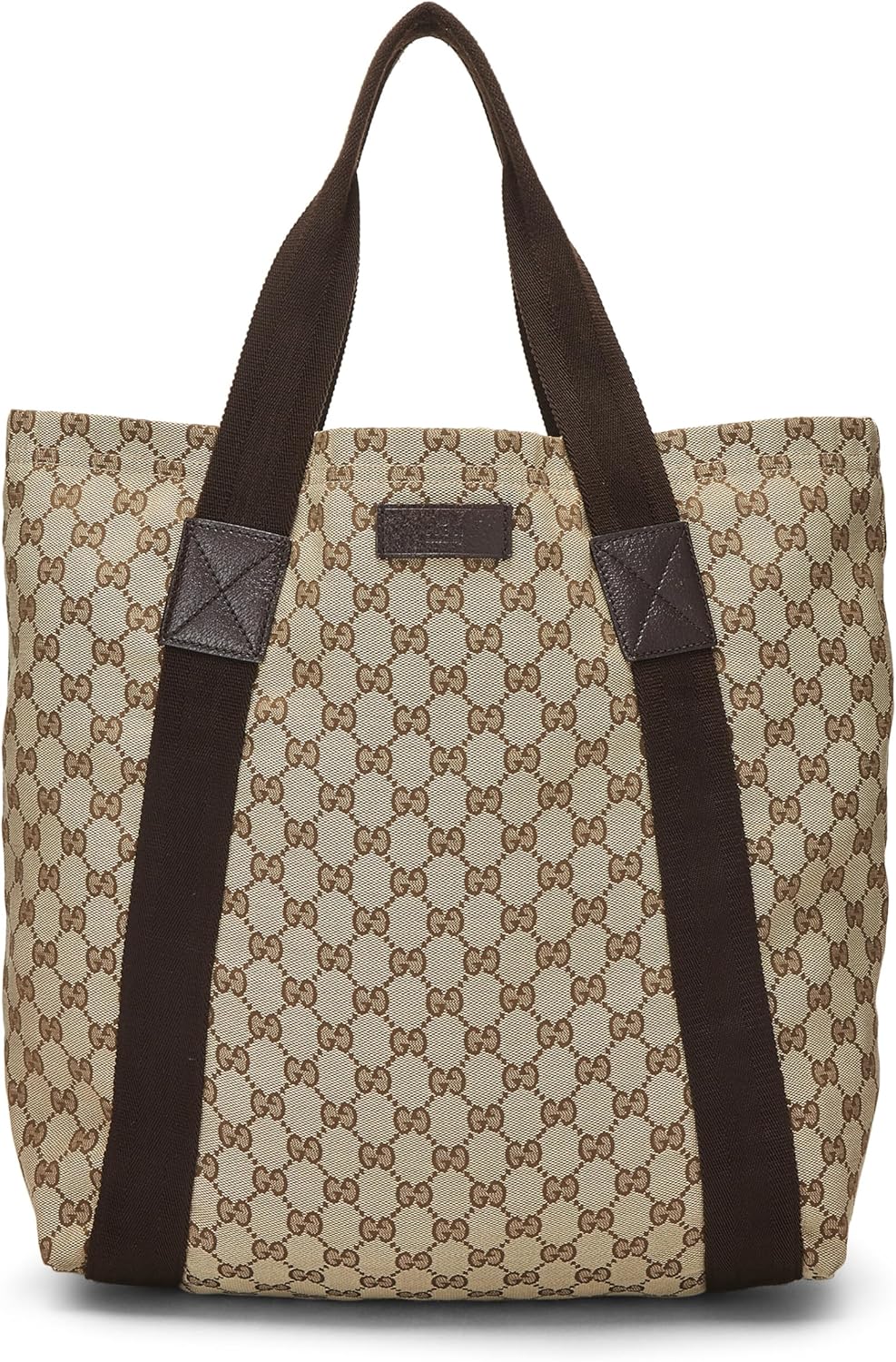GUCCI PRE-LOVED ORIGINAL GG CANVAS FLAT WEB TOTE, BROWN