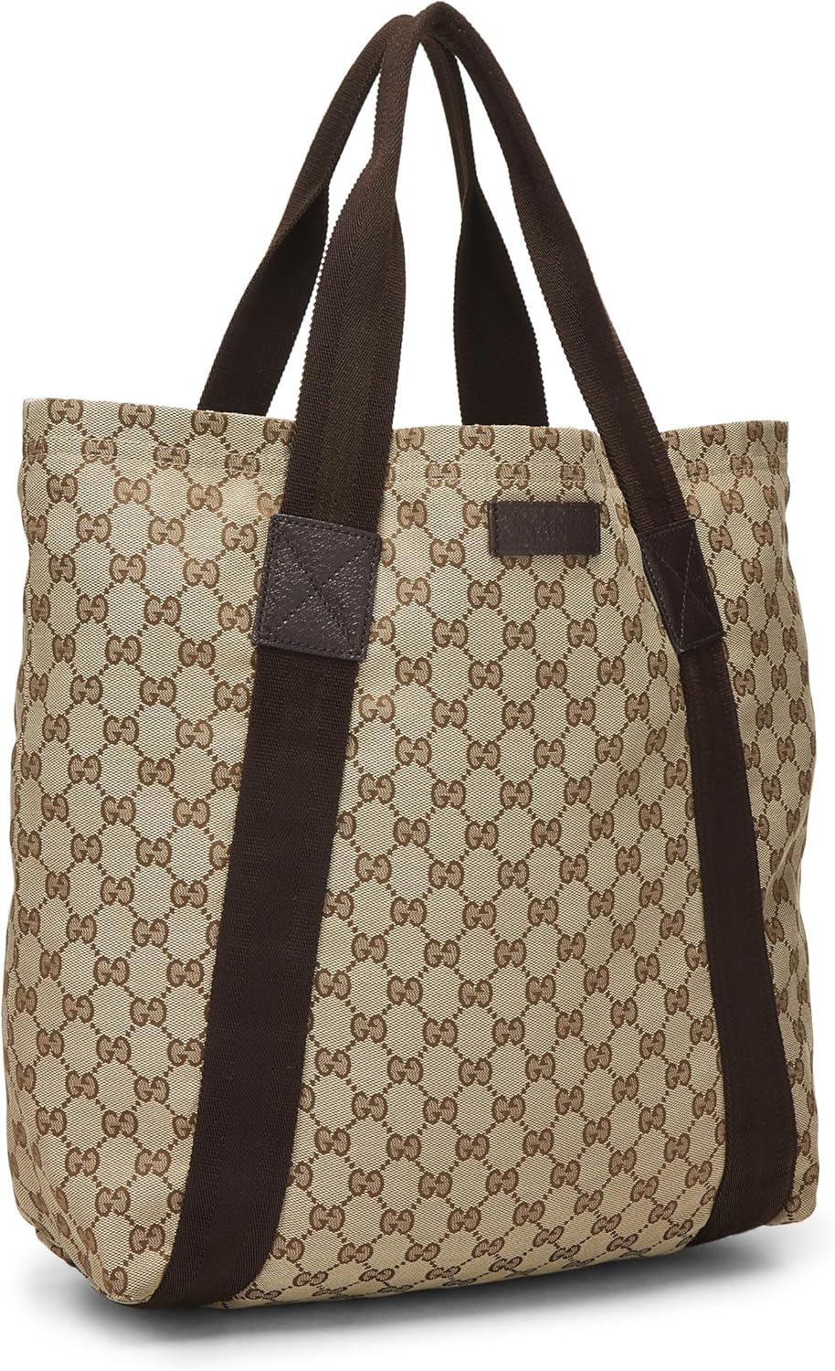 GUCCI PRE-LOVED ORIGINAL GG CANVAS FLAT WEB TOTE, BROWN