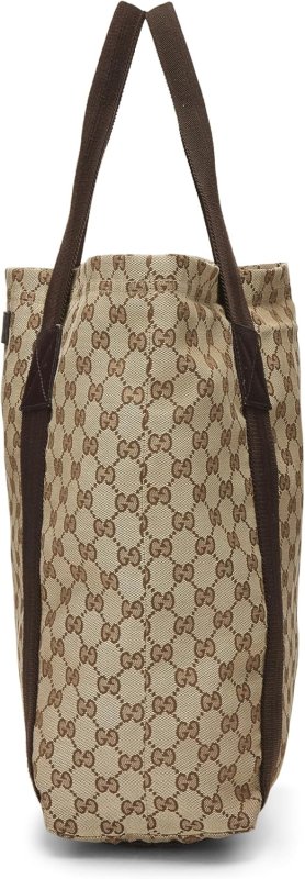 GUCCI PRE-LOVED ORIGINAL GG CANVAS FLAT WEB TOTE, BROWN