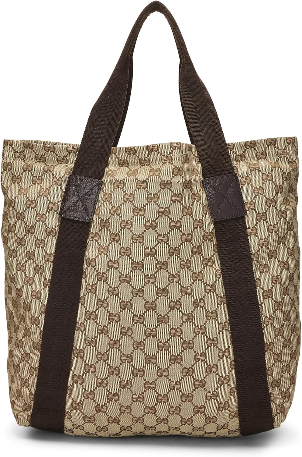 GUCCI PRE-LOVED ORIGINAL GG CANVAS FLAT WEB TOTE, BROWN