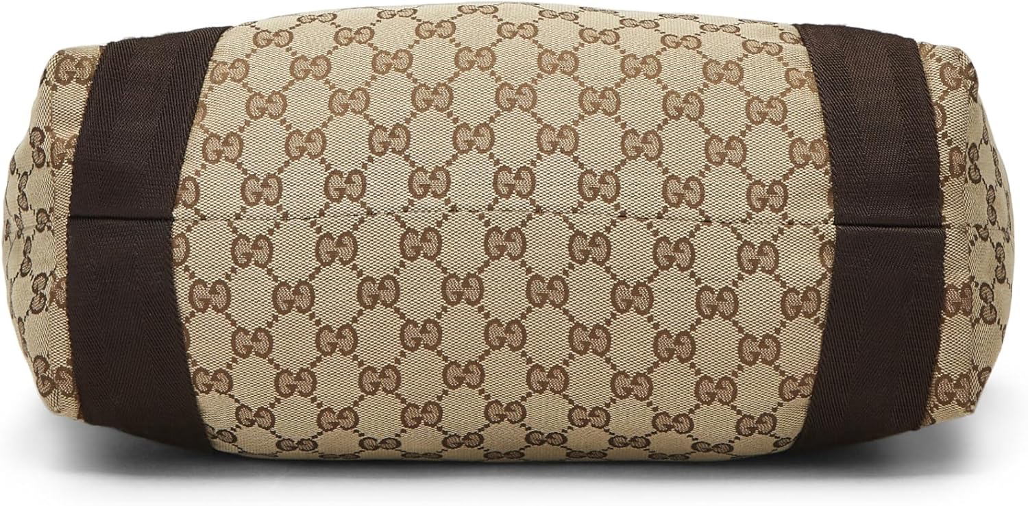 GUCCI PRE-LOVED ORIGINAL GG CANVAS FLAT WEB TOTE, BROWN
