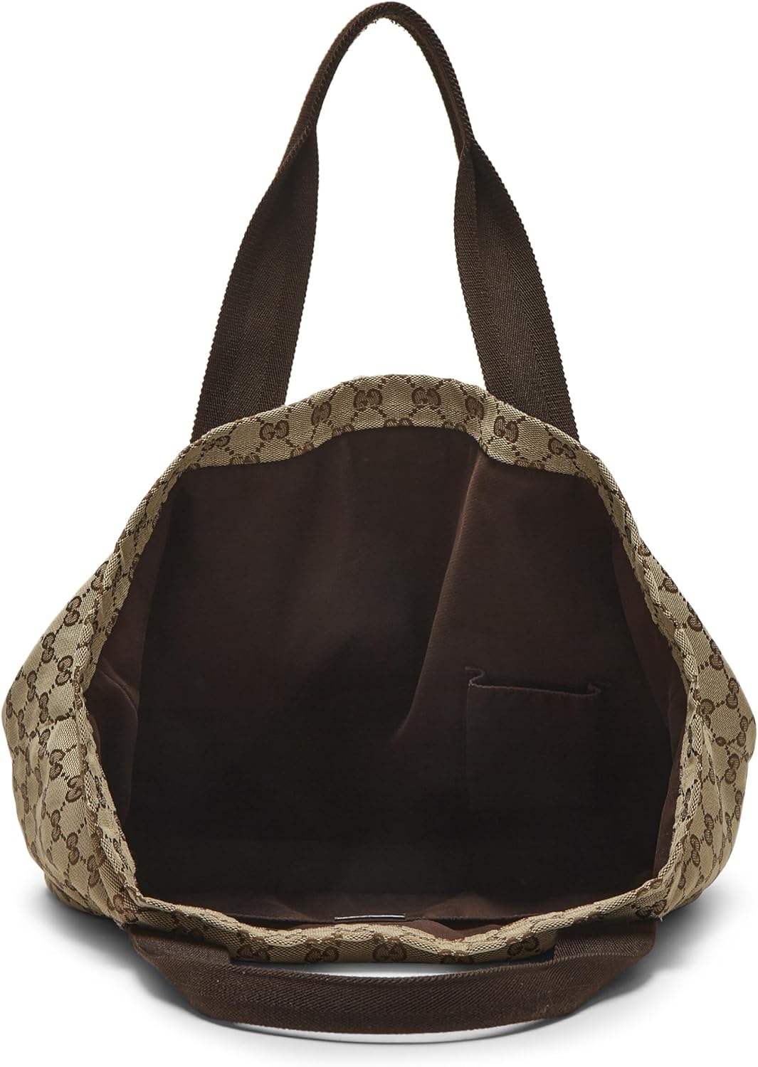 GUCCI PRE-LOVED ORIGINAL GG CANVAS FLAT WEB TOTE, BROWN