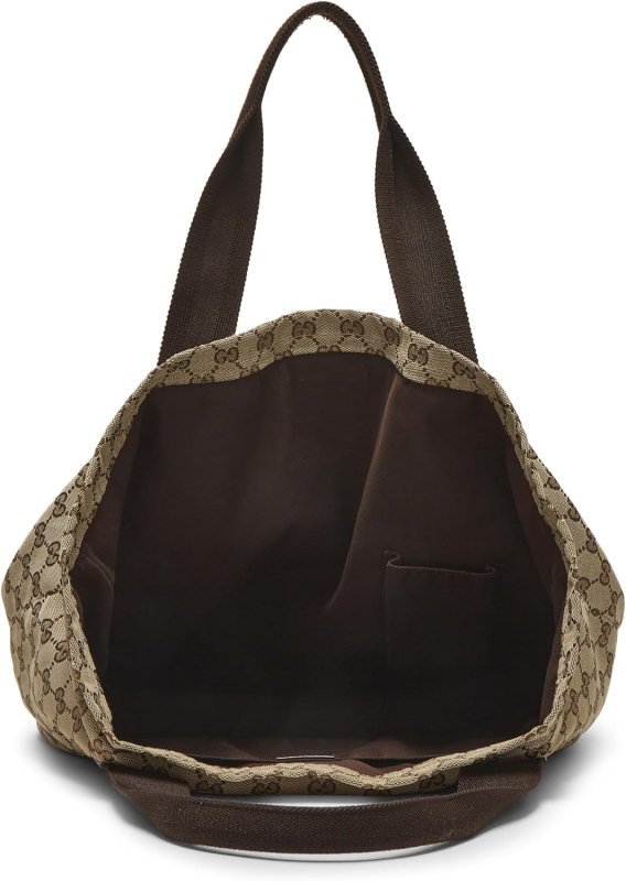GUCCI PRE-LOVED ORIGINAL GG CANVAS FLAT WEB TOTE, BROWN