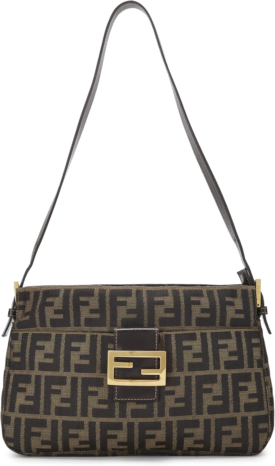 FENDI PRE-LOVED BROWN ZUCCHINO CANVAS CROSSBODY SMALL, BROWN