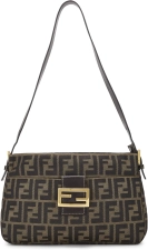 FENDI PRE-LOVED BROWN ZUCCHINO CANVAS CROSSBODY SMALL, BROWN