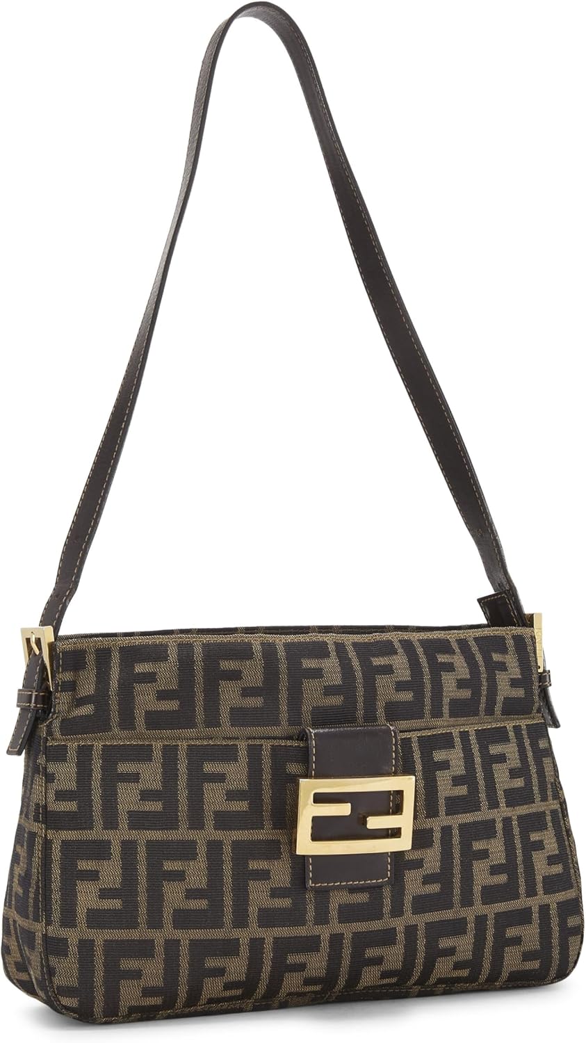 FENDI PRE-LOVED BROWN ZUCCHINO CANVAS CROSSBODY SMALL, BROWN