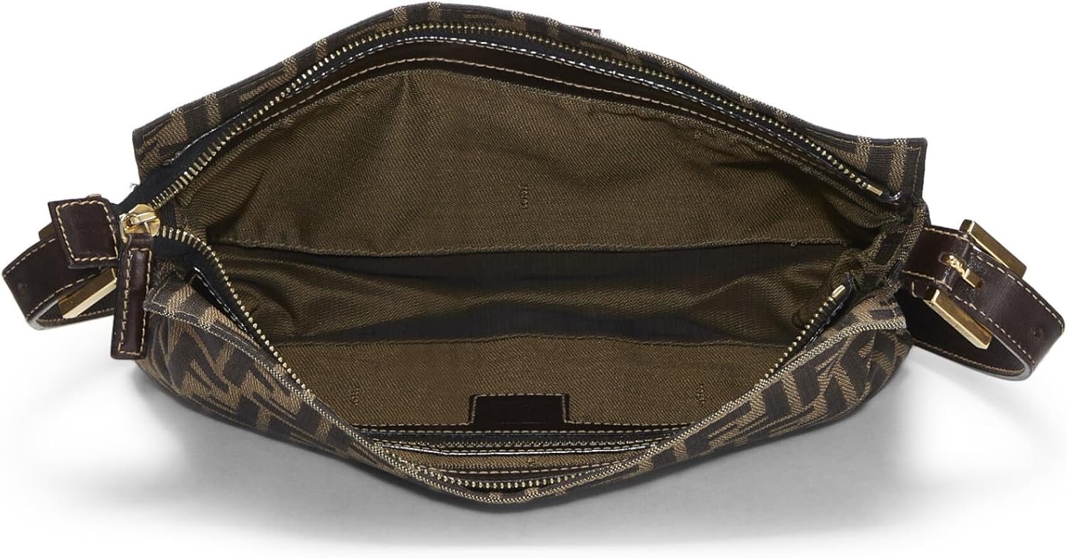 FENDI PRE-LOVED BROWN ZUCCHINO CANVAS CROSSBODY SMALL, BROWN