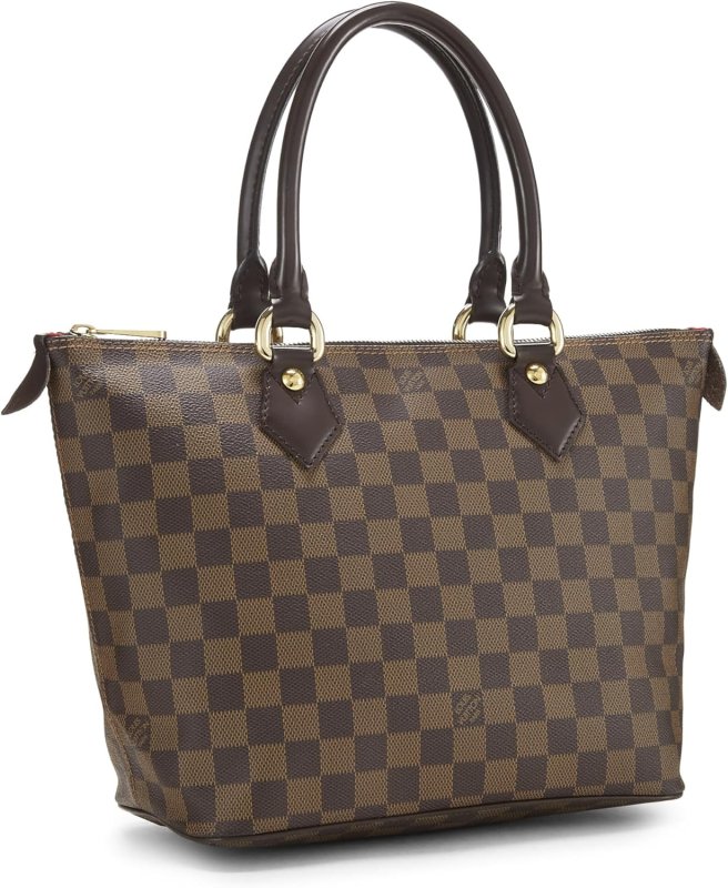 LOUIS VUITTON PRE-LOVED DAMIER EBENE SALEYA PM, BROWN