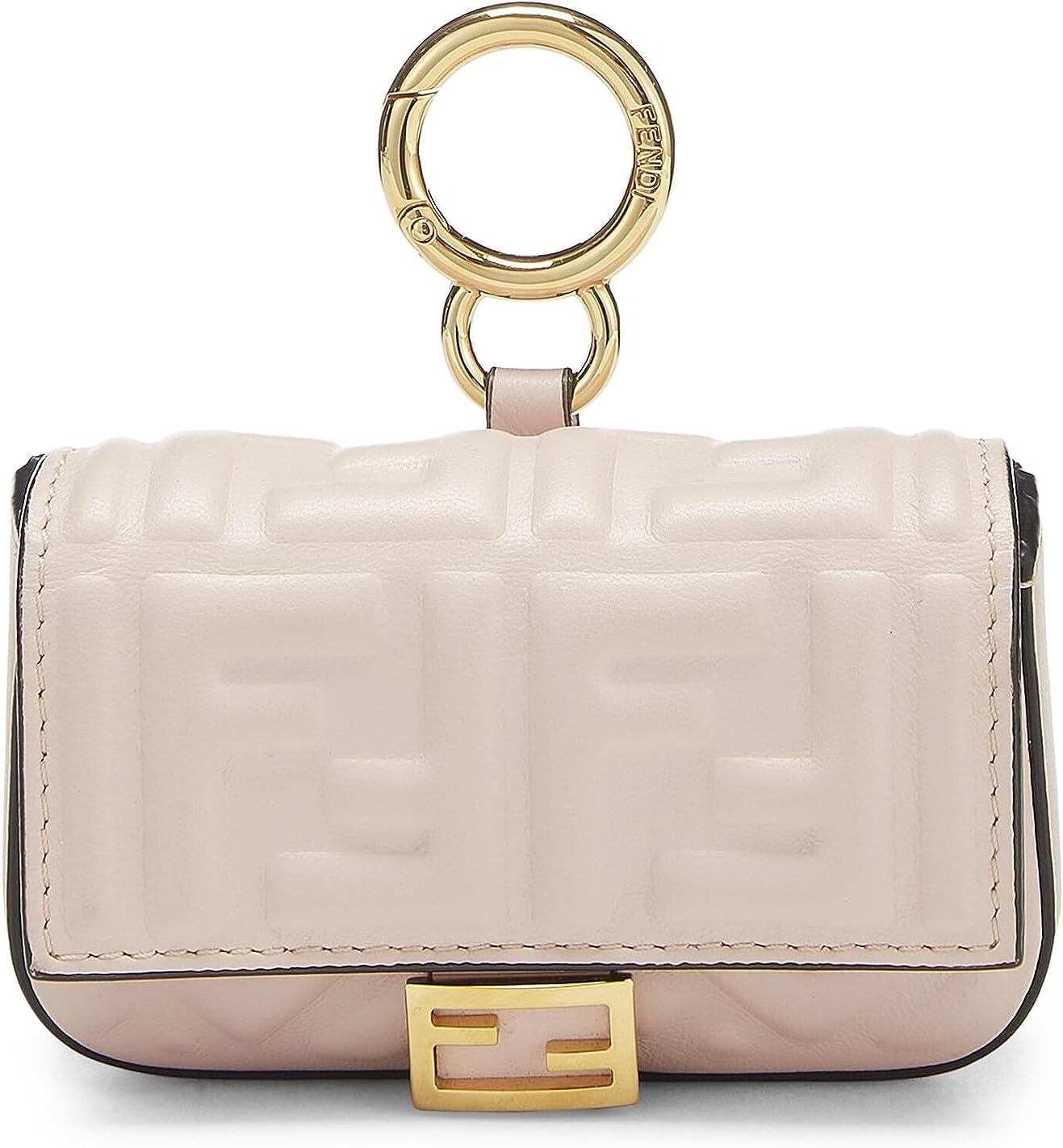 FENDI PRE-LOVED PINK EMBROIDERED CONVERTIBLE BAGUETTE BAG CHARM NANO, PINK