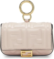 FENDI PRE-LOVED PINK EMBROIDERED CONVERTIBLE BAGUETTE BAG CHARM NANO, PINK