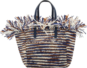 OSCAR DE LA RENTA MEDIUM RAFFIA CROCHET SQUARE TOTE