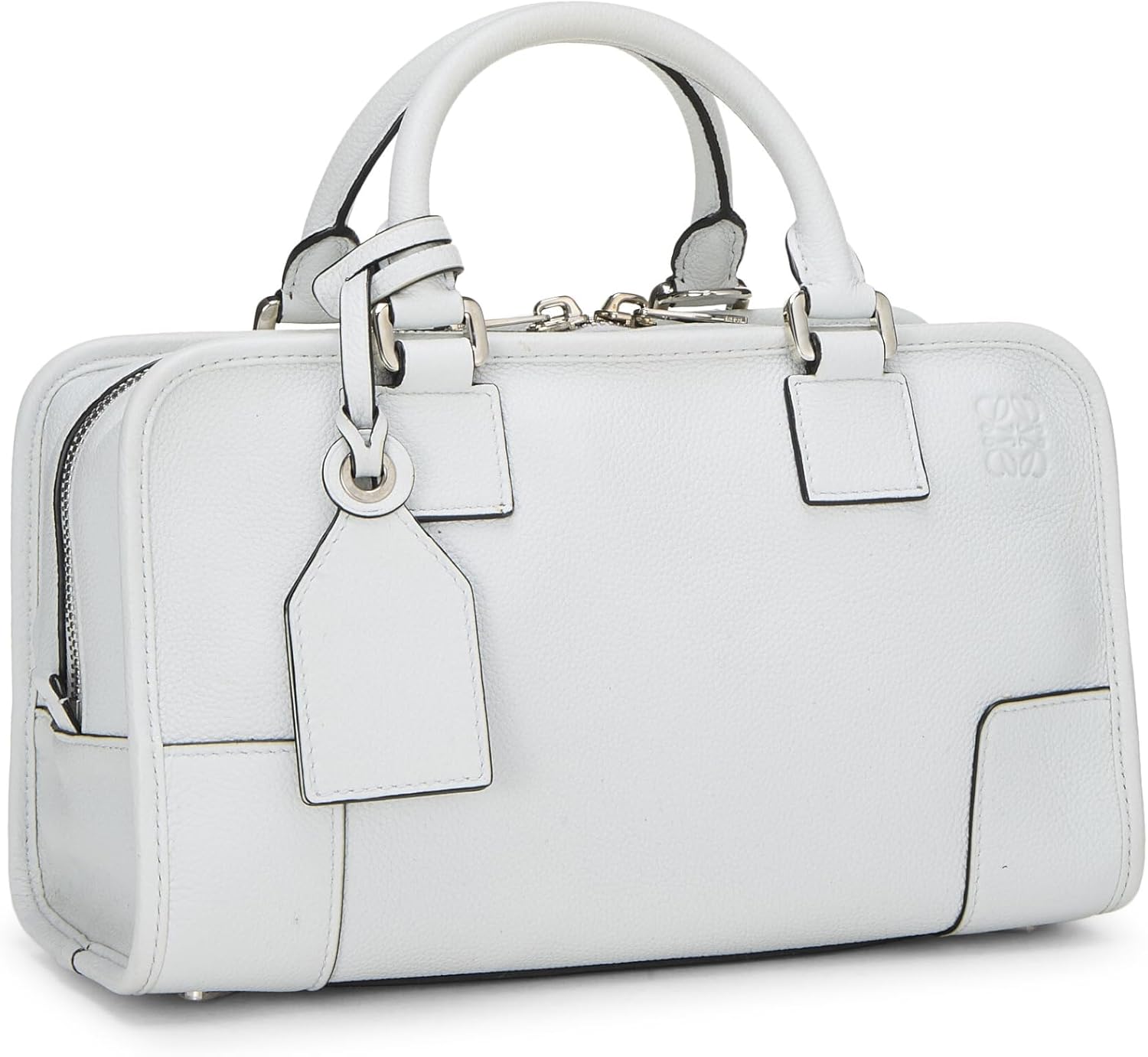 LOEWE PRE-LOVED WHITE LEATHER AMAZONA 28, BLUE