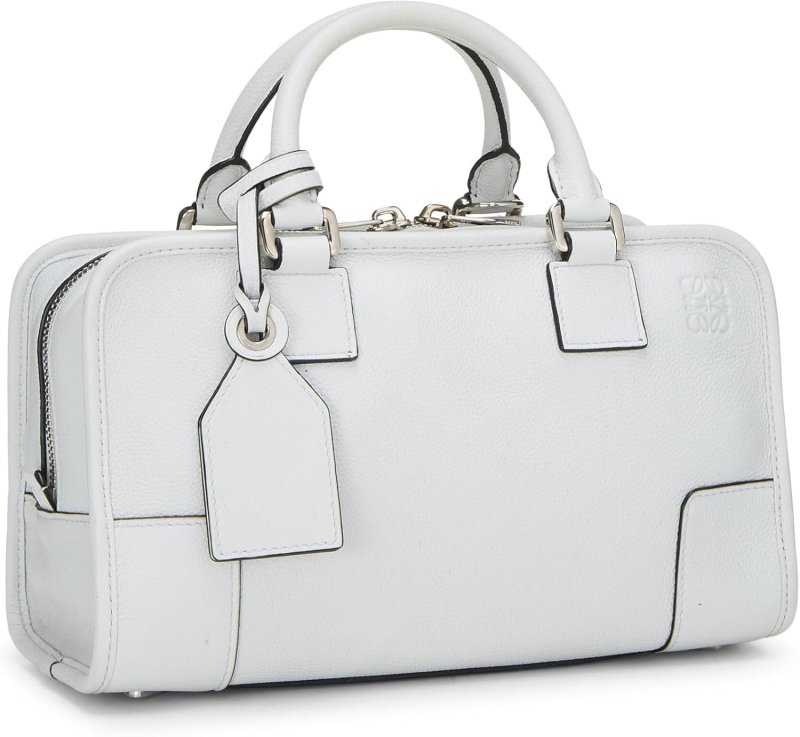 LOEWE PRE-LOVED WHITE LEATHER AMAZONA 28, BLUE
