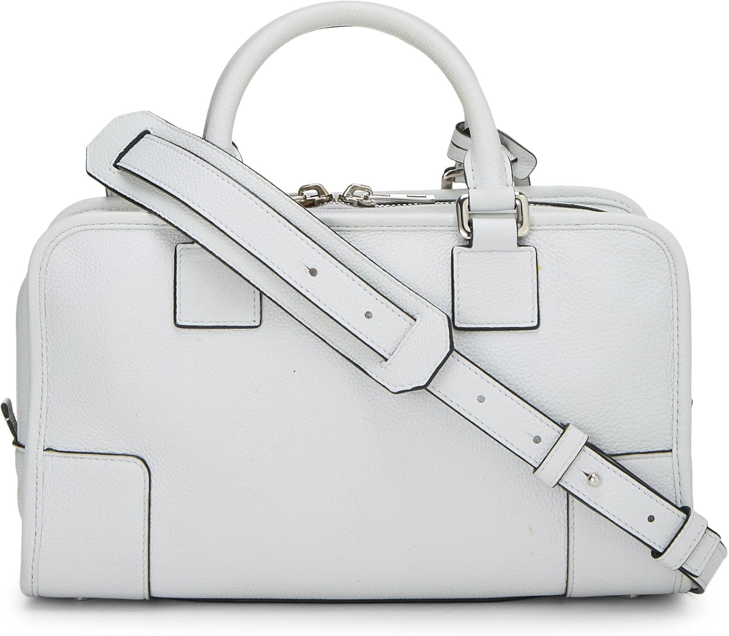 LOEWE PRE-LOVED WHITE LEATHER AMAZONA 28, BLUE