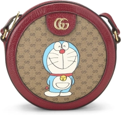 GUCCI PRE-LOVED DORAEMON X GUCCI COATED CANVAS OPHIDIA GG CROSSBODY BAG, RED