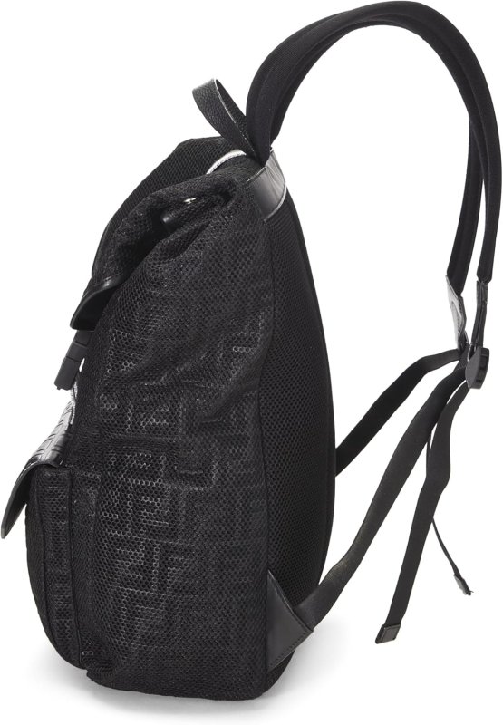FENDI PRE-LOVED BLACK MESH ZUCCA BACKPACK, BLACK