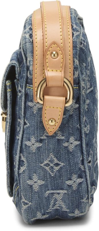 LOUIS VUITTON PRE-LOVED BLUE MONOGRAM DENIM CAMERA BAG, BLUE