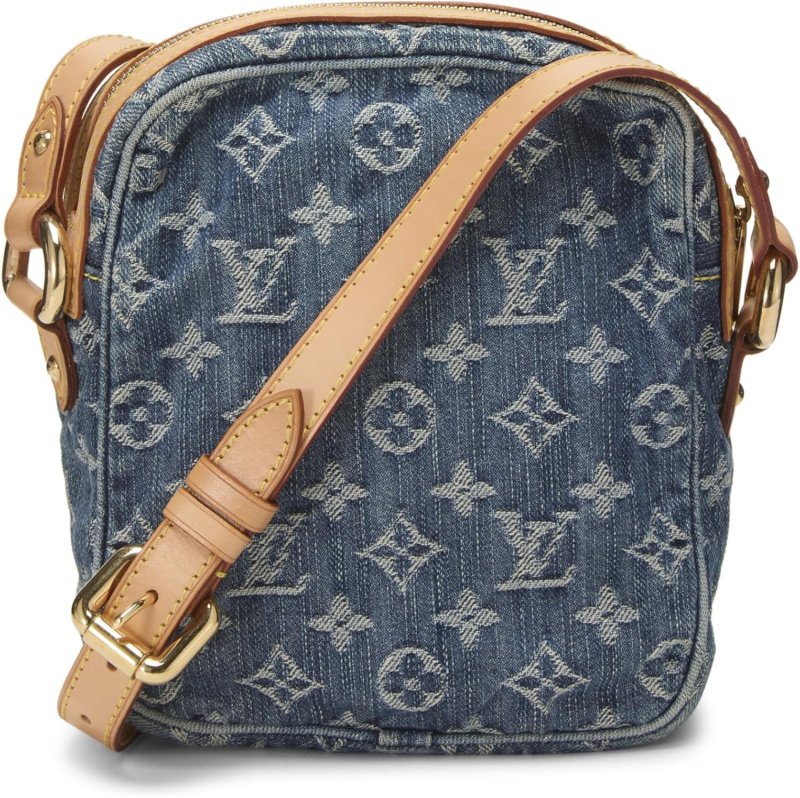 LOUIS VUITTON PRE-LOVED BLUE MONOGRAM DENIM CAMERA BAG, BLUE