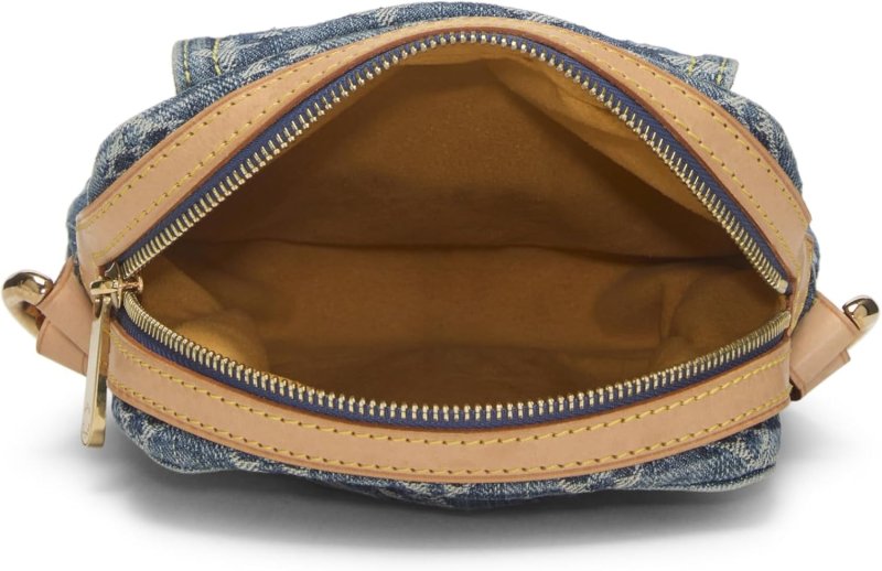 LOUIS VUITTON PRE-LOVED BLUE MONOGRAM DENIM CAMERA BAG, BLUE