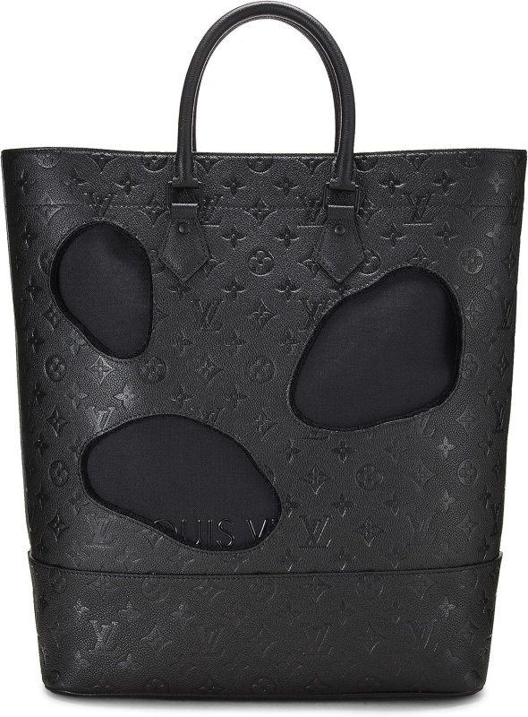 LOUIS VUITTON PRE-LOVED COMME DES GARCONS X LOUIS VUITTON BLACK MONOGRAM EMPREINTE BAG WITH HOLES, BLACK