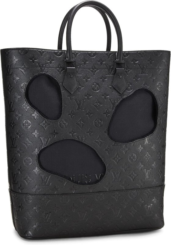 LOUIS VUITTON PRE-LOVED COMME DES GARCONS X LOUIS VUITTON BLACK MONOGRAM EMPREINTE BAG WITH HOLES, BLACK