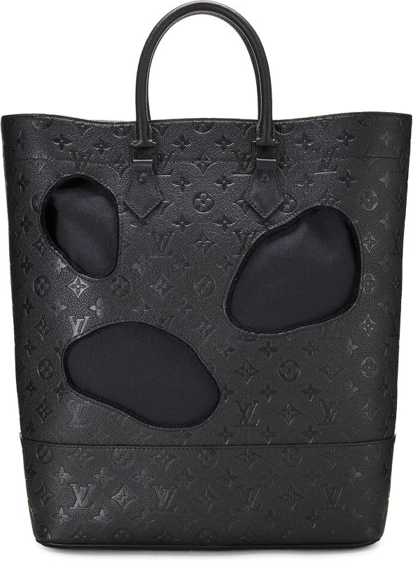 LOUIS VUITTON PRE-LOVED COMME DES GARCONS X LOUIS VUITTON BLACK MONOGRAM EMPREINTE BAG WITH HOLES, BLACK
