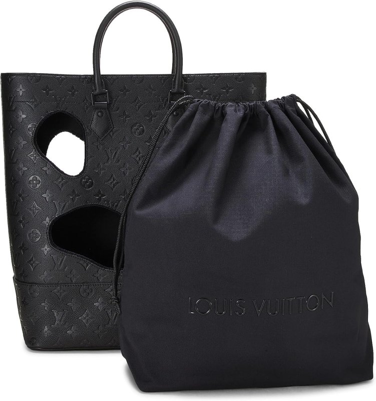 LOUIS VUITTON PRE-LOVED COMME DES GARCONS X LOUIS VUITTON BLACK MONOGRAM EMPREINTE BAG WITH HOLES, BLACK