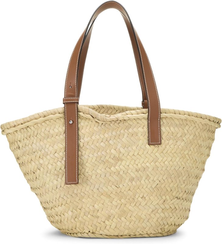 LOEWE PRE-LOVED ORANGE RAFFIA BASKET BAG MEDIUM, ORANGE