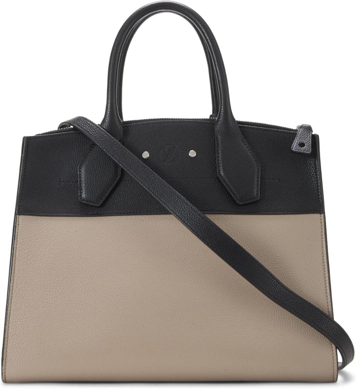 LOUIS VUITTON PRE-LOVED BEIGE & BLACK TWO-TONE CALFSKIN CITY STEAMER MM, BEIGE
