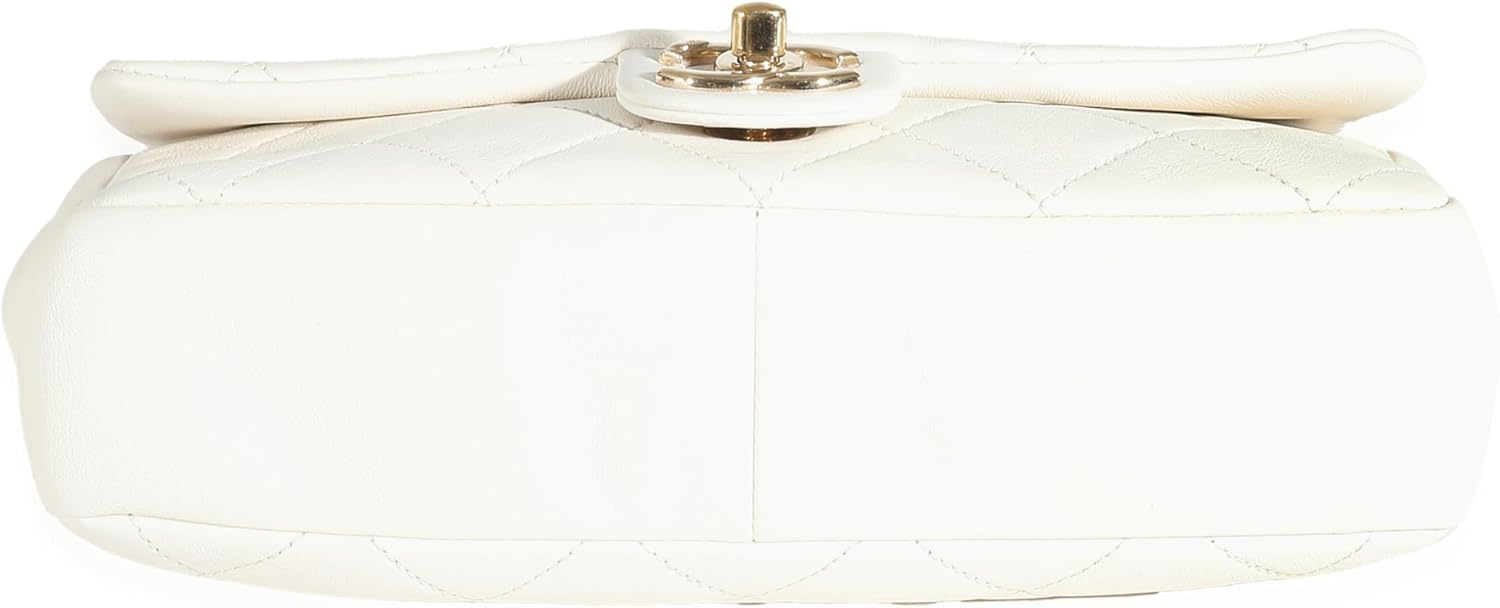 CHANEL PRE-LOVED WHITE QUILTED LAMBSKIN ELEGANT CHAIN FLAP BAG