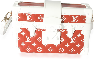LOUIS VUITTON PRE-LOVED TERRACOTTA & WHITE MONOGRAM EMBOSSED LAMBSKIN PETITE MALLE